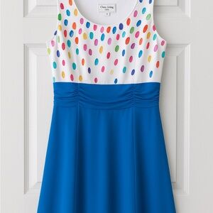 Chase Living Women's Multicolor Polka Dot and Blue Casual Dress